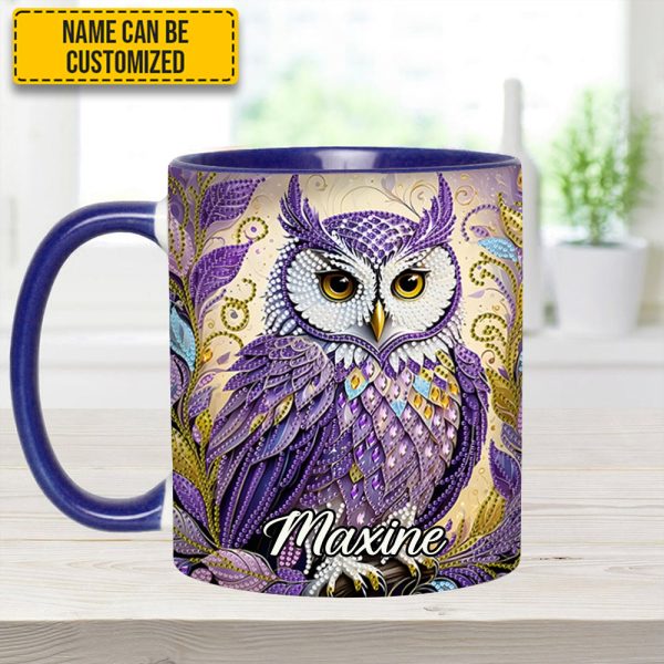 Whimsical Owl Diamond - Personalized Owl Accent Mug