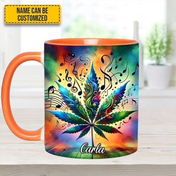 Personalized Music & Weed Vibes Accent Mug