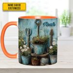 Gardening Tool & Floral  - Personalized Gardening Accent Mug