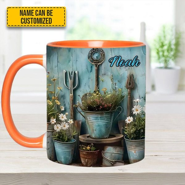Gardening Tool & Floral  - Personalized Gardening Accent Mug