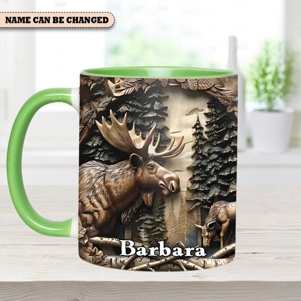 Vintage Moose Wreath Personalized Accent Mug – Rustic Gift For Mother’S Day & Nature Lovers