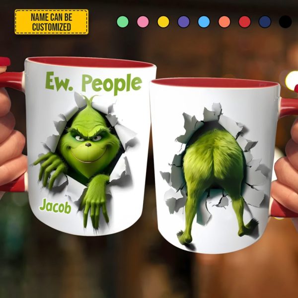 Ew. Christmas People – Funny Personalized Green Monster Accent Mug