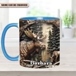 Vintage Moose Wreath Personalized Accent Mug – Rustic Gift For Mother’S Day & Nature Lovers