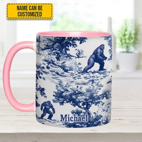 Bigfoot Sasquatch Print Forest Toile Funny - Personalized Accent Mug