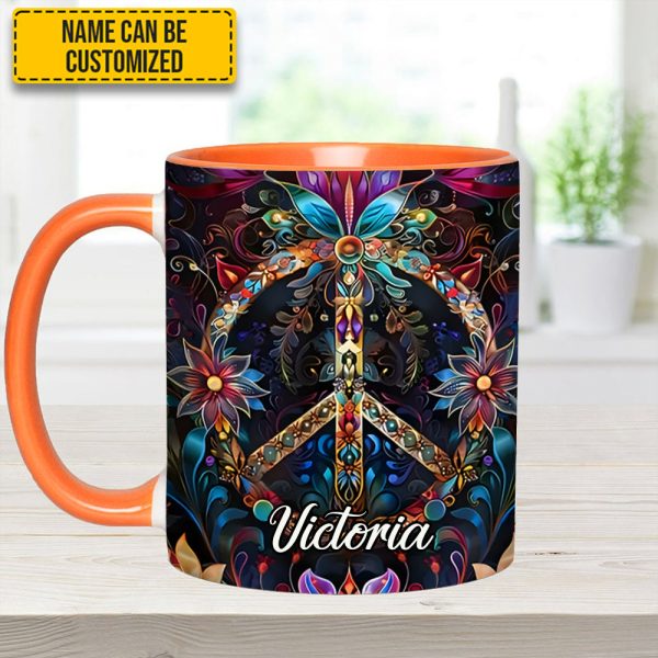 Peace & Love Symbol – Personalized Hippie Accent Mug