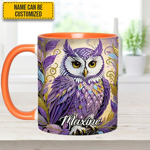 Whimsical Owl Diamond - Personalized Owl Accent Mug