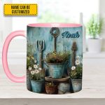 Gardening Tool & Floral  - Personalized Gardening Accent Mug