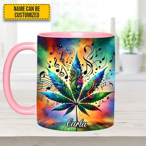 Personalized Music & Weed Vibes Accent Mug