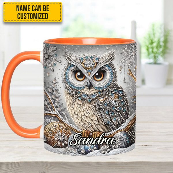 Beautiful Owl Diamond - Personalized Owl Accent Mug