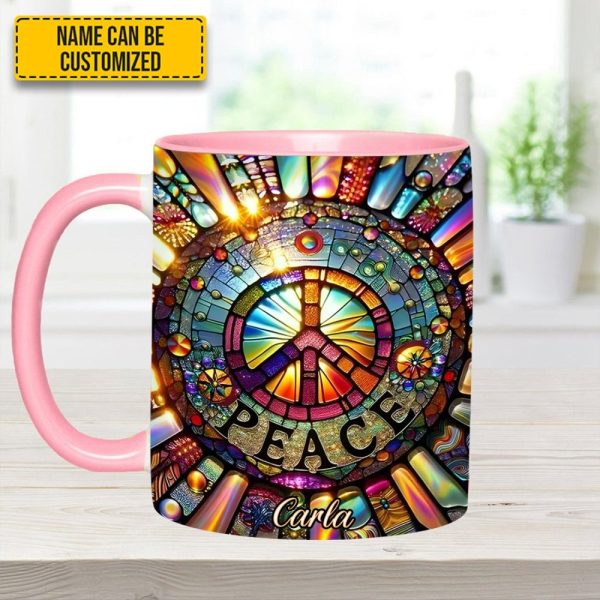 Personalized Peace Symbol Accent Mug