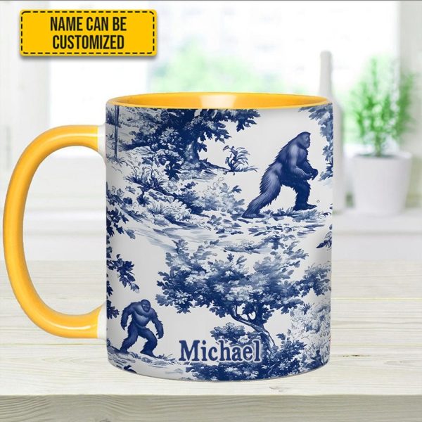 Bigfoot Sasquatch Print Forest Toile Funny - Personalized Accent Mug