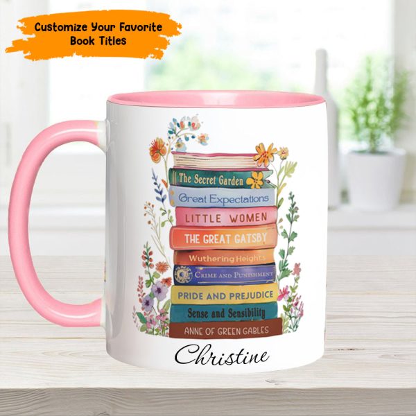 Book Lover’S Stack – Personalized Book Accent Mug