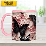 Butterfly And Flowers - Personalized Butterfly Accent Mug