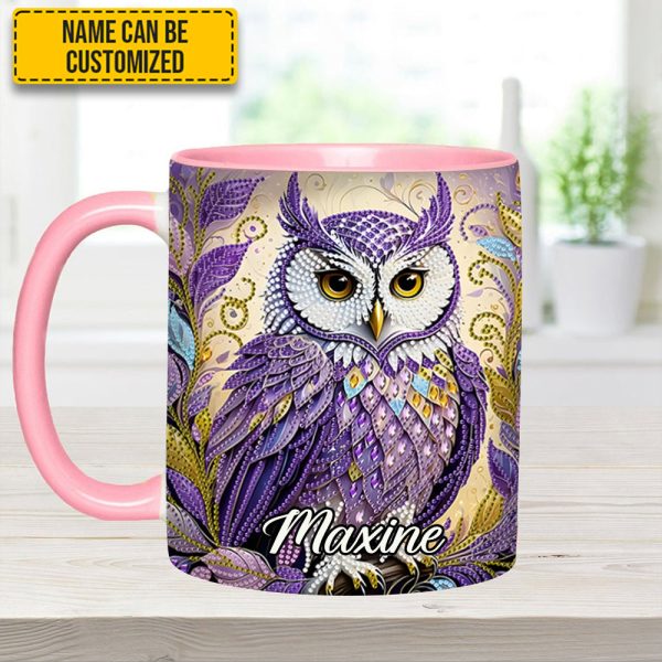 Whimsical Owl Diamond - Personalized Owl Accent Mug