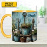Gardening Tool & Floral  - Personalized Gardening Accent Mug