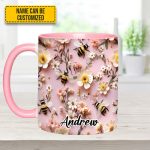 Flower And Bee - Personalized Accent Mug