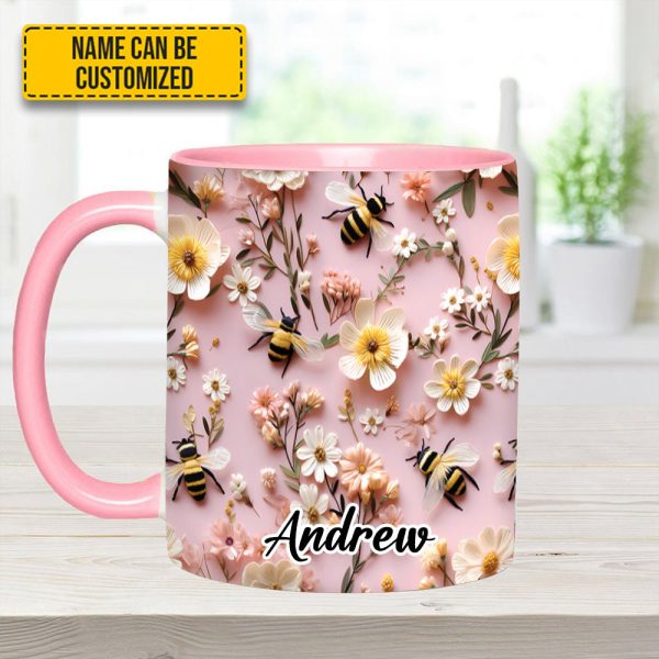 Flower And Bee - Personalized Accent Mug