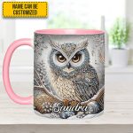 Beautiful Owl Diamond - Personalized Owl Accent Mug