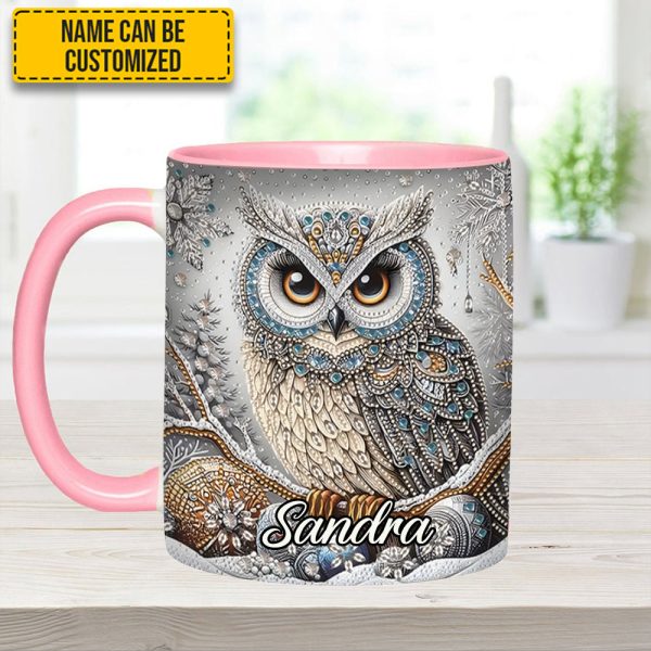Beautiful Owl Diamond - Personalized Owl Accent Mug