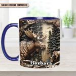 Vintage Moose Wreath Personalized Accent Mug – Rustic Gift For Mother’S Day & Nature Lovers