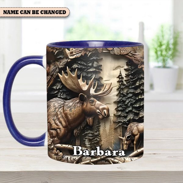 Vintage Moose Wreath Personalized Accent Mug – Rustic Gift For Mother’S Day & Nature Lovers