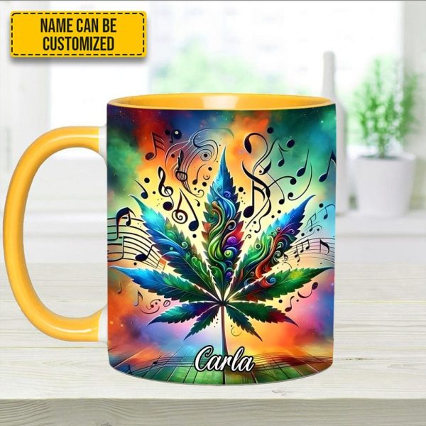 Personalized Music & Weed Vibes Accent Mug