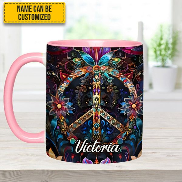 Peace & Love Symbol – Personalized Hippie Accent Mug