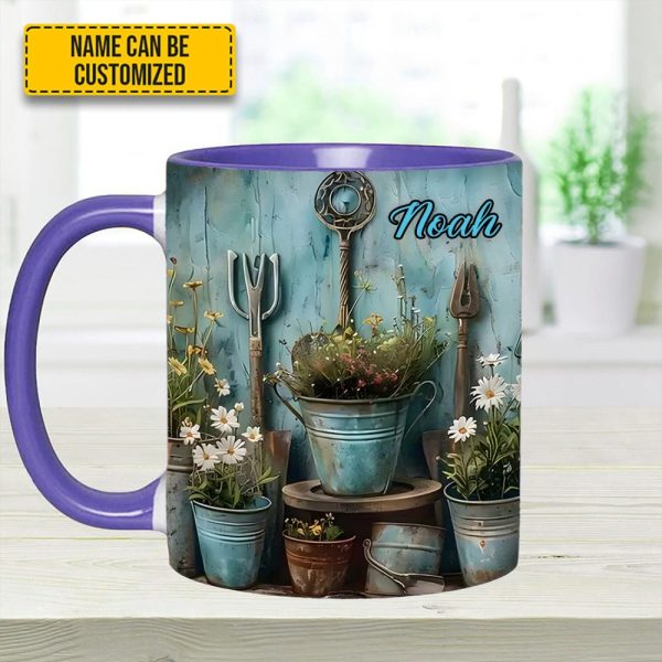 Gardening Tool & Floral  - Personalized Gardening Accent Mug