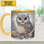 Beautiful Owl Diamond - Personalized Owl Accent Mug
