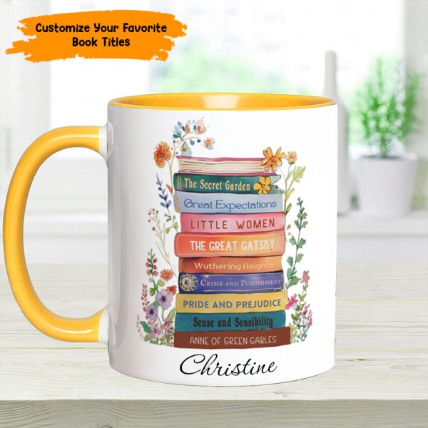 Book Lover’S Stack – Personalized Book Accent Mug