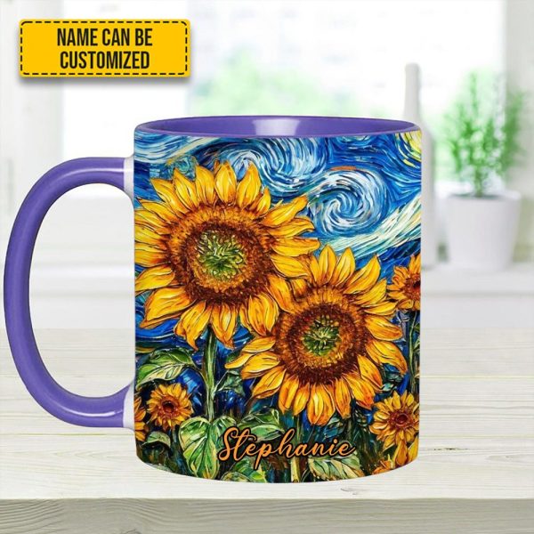 Starry Bloom – Personalized Sunflower Accent Mug