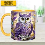 Whimsical Owl Diamond - Personalized Owl Accent Mug