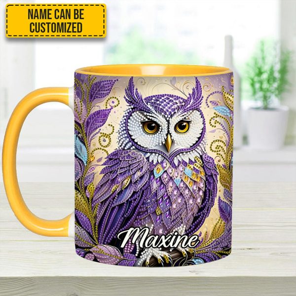 Whimsical Owl Diamond - Personalized Owl Accent Mug