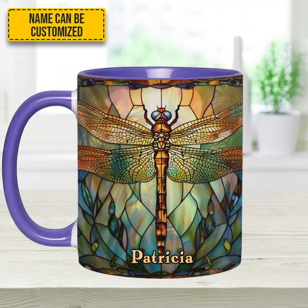 Dragonfly Dreams - Personalized Dragonfly Accent Mug