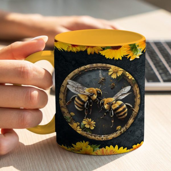 Bee Kind Sunflower Accent Mug