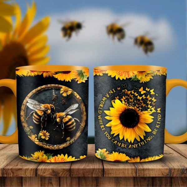 Bee Kind Sunflower Accent Mug