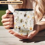 Bee Floral Daisy  - Personalized Bee Accent Mug