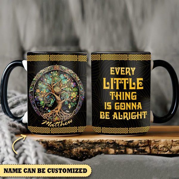 Tree Of Life Every Little Thing Is Gonna Be Alright   - Personalized Hippie Accent Mug
