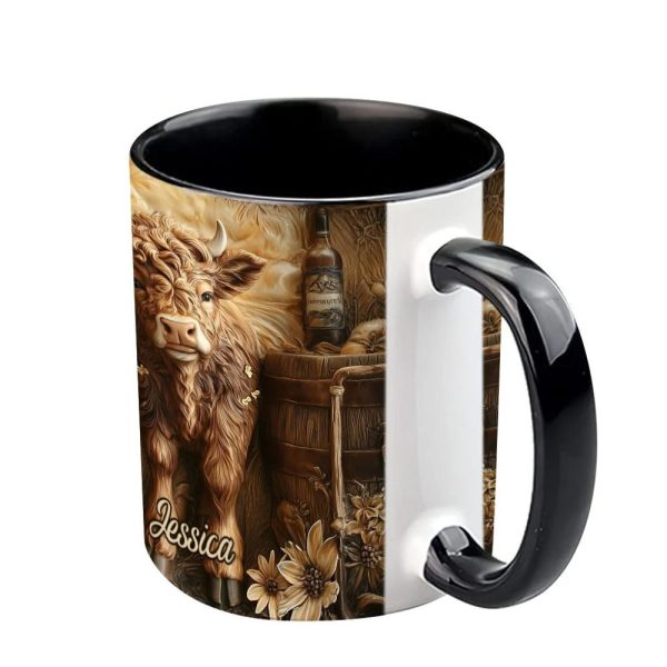 Vintage Beautiful Highland Cow - Personalized Accent Mug