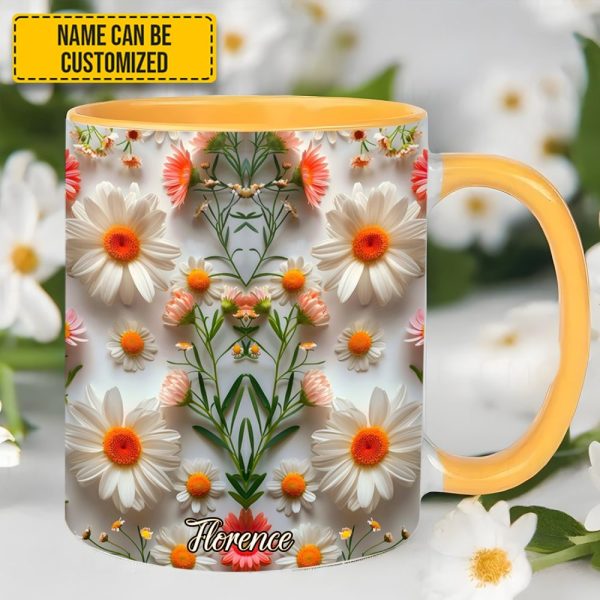 Daisy Flower Accent Mug - Personalized Accent Mug