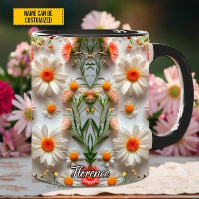 Daisy Flower Accent Mug - Personalized Accent Mug