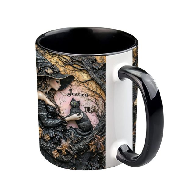 A Witch And Her Black Cat - Personalized Witch Accent Mug