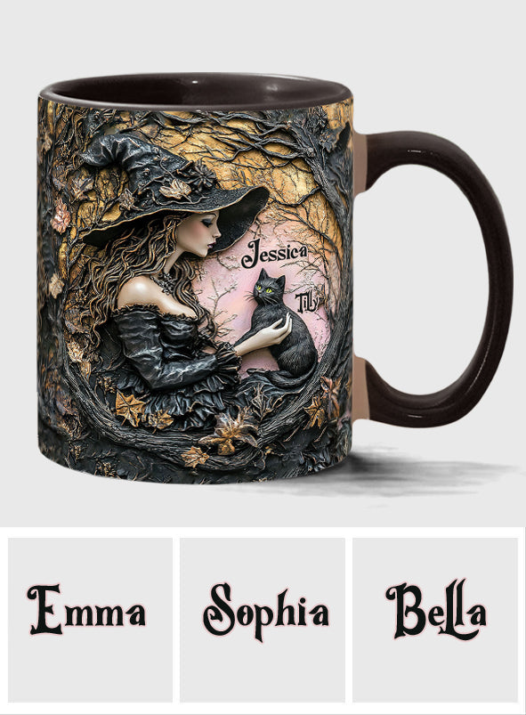 A Witch And Her Black Cat - Personalized Witch Accent Mug