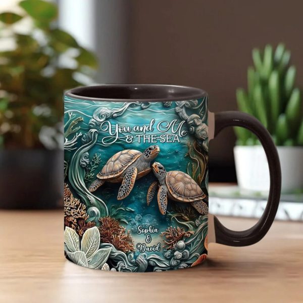 You And Me And The Sea, Personalized Turtle Accent Mug