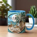 Beach Scene Turle Couple, Personalized Accent Mug
