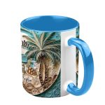 Beach Scene Turle Couple, Personalized Accent Mug