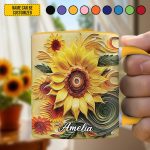 Personalized Beautiful Sunflower Accent Mug