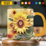 Personalized Beautiful Sunflower Accent Mug