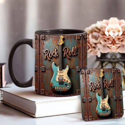 Rock & Roll - Personalized Guitar Accent Mug