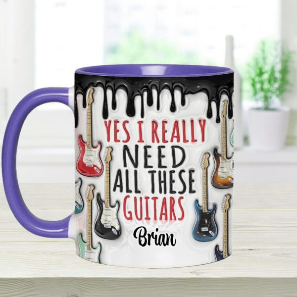 Yes I Really Do Need All These Guitars - Personalized Guitar Accent Mug